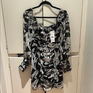 French Connection Floral Ruched Long-Sleeve Mini Dress